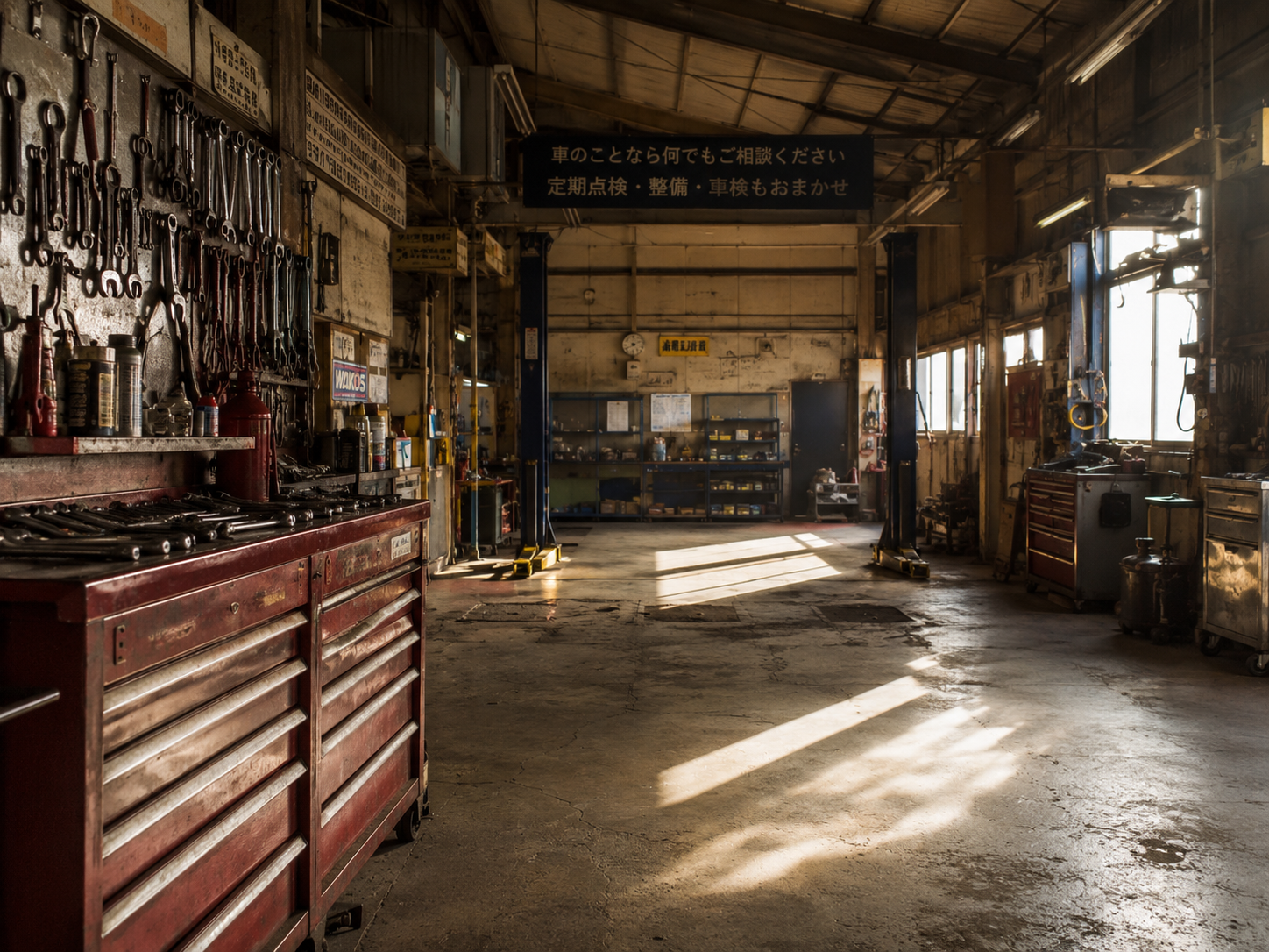 長年稼働する整備工場の風景